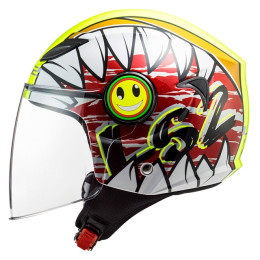 Casco Jet Junior LS2 OF602 Funny Crunch Blanco / Amarillo Fluor / Rojo