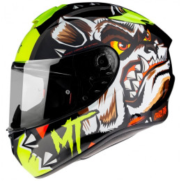Casco MT Helmets FF106 Targo Crazydog G3 Amarillo Fluor Brillo
