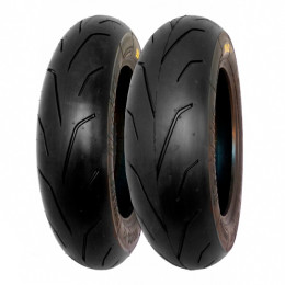 Juego de neumáticos 100/90-12 + 120/80-12 Semi-Slick Blackfire PMT