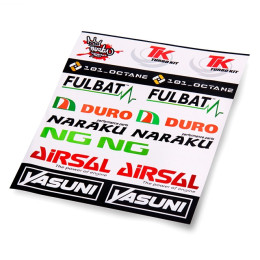 Kit de 19 pegatinas fabricantes sponsor Airsal, Naraku, NG, Yasuni transparente