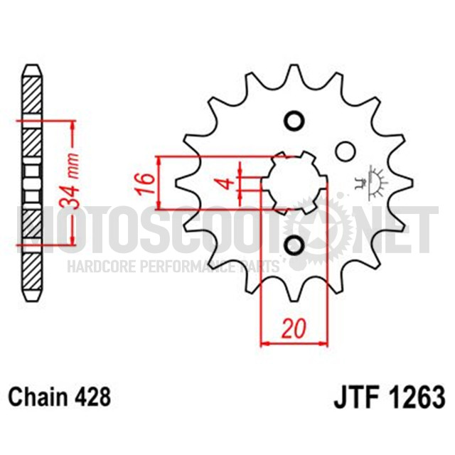 JT 15 Tooth Steel Front Sprocket 428 Pitch JTF1263.15 