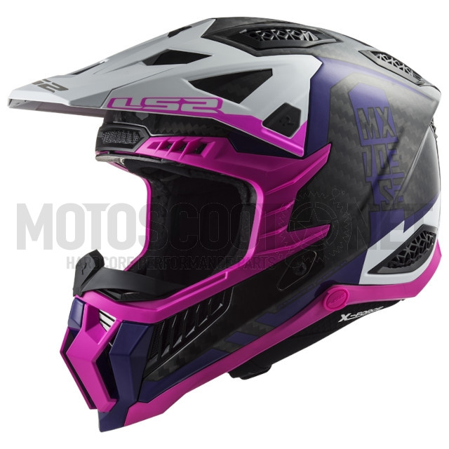 Casco Cross LS2 MX703 X-Force Victory Carbono Rosa Fluor/Violeta