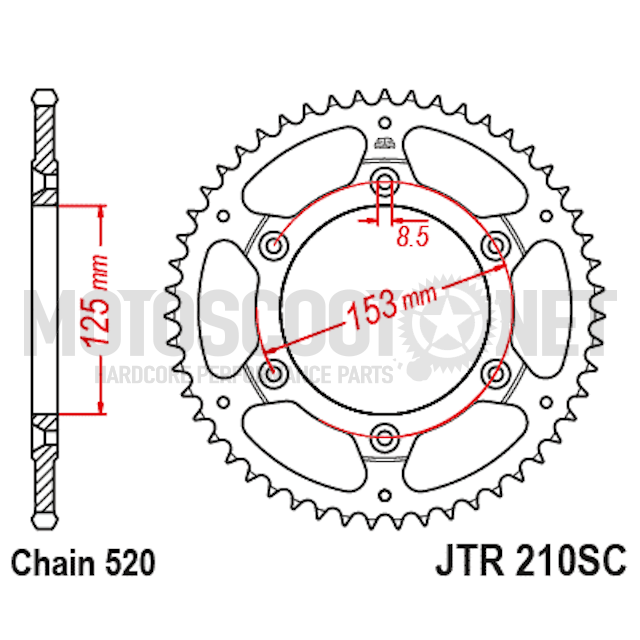 JT Sprockets JTR210.51SC 51 Tooth Self-Cleaning Steel Rear Sprocket 